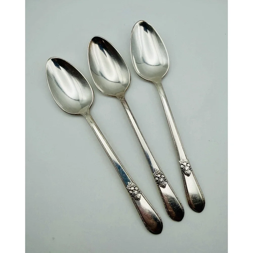 Set of 3 Vintage 1847 Rogers Bros ADORATION Silverplate Teaspoons Spoons 6-1/8